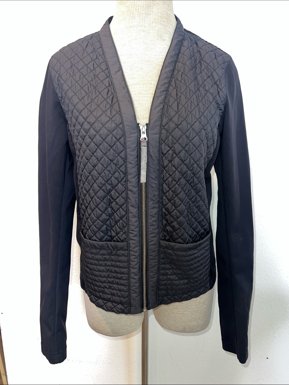 Lululemon Cardigan Again Black Quilted Zip Jacket
